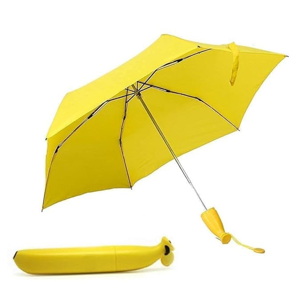 KIRTIKA Enterprises Automatic foldable Windproof Umbrella for Men and Women - small Size,Summer Friendly, UV Protection, and Banana Travel Cover for Sun and Rain