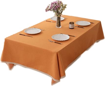 Cotton Linen Tablecloth Waterproof Tea Table Cloth Rectangular Solid Color Table Fabric,D,120 * 170cm