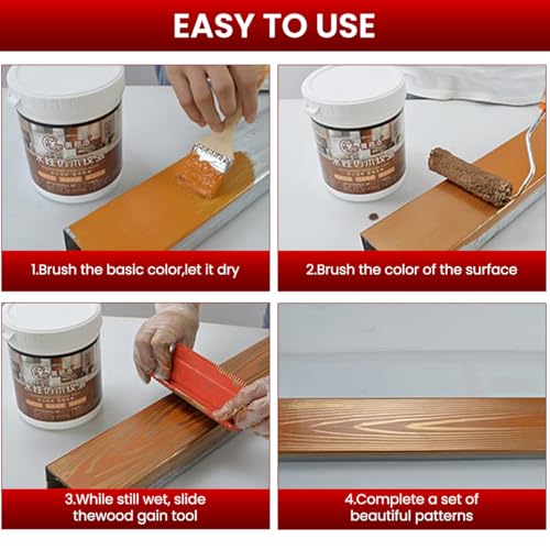 Image of Serplex 4Pcs Wood Grain Roller Tools Set Multi Size PVC Graining Roller & Comb 2-in-1 Design for Painting, Furniture Finishing, DIY Home Decor, Walls, Doors & Creative Wood Texture Effects