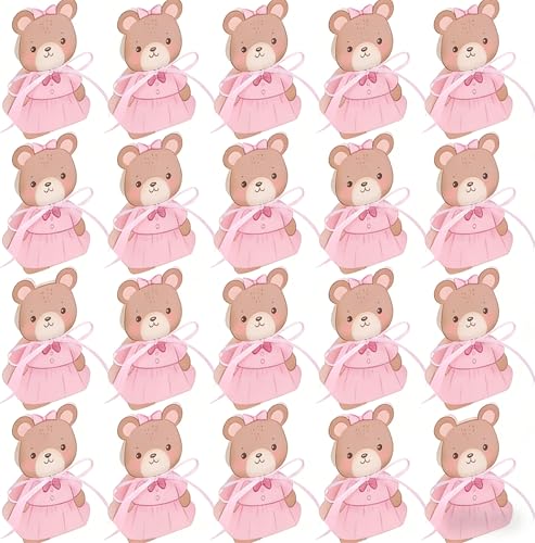 50 Boîtes à Dragées pour Shower Ours Pliables en Papier Mini Boîtes Présents pour Fête D’anniversaire Bébé Coffret Souvenir 3d Ours pour Baptême et...