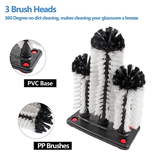 3 brush bar glass washer with suction base commercial brush cleaner bristle brush for kitchen bar beer cup long leg cup red wine glass
