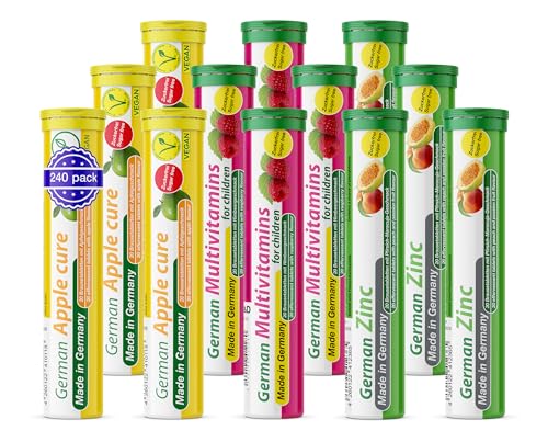 German Probierpaket Geschmacksvielfalt 240 Stk. - Apfel, Himbeer und Pfirsich-Maracuja Geschmack - Zuckerfrei, Vegan - T&D Pharma - Made in Germany