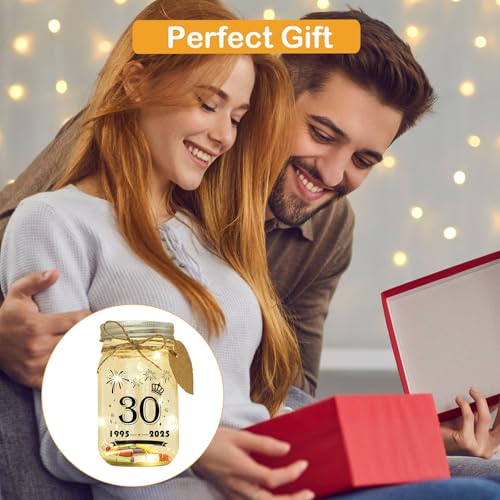 Seutgjie 30 Geburtstag Frau Mann Geschenk Deko 30 Hochzeitstag Perlenhochzeit Geldgeschenke LED Flaschenlicht mit 1995 bis 2025 Personalisiertes Geschenk