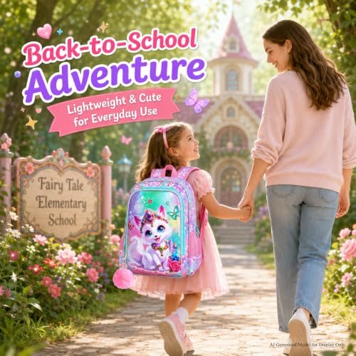 Image of 16 inch Fox Backpack for Girls, 3Pcs Kids Bookbag for Elementary Preschool Kindergarten, School Backpacks with Lunch Box(Pink)