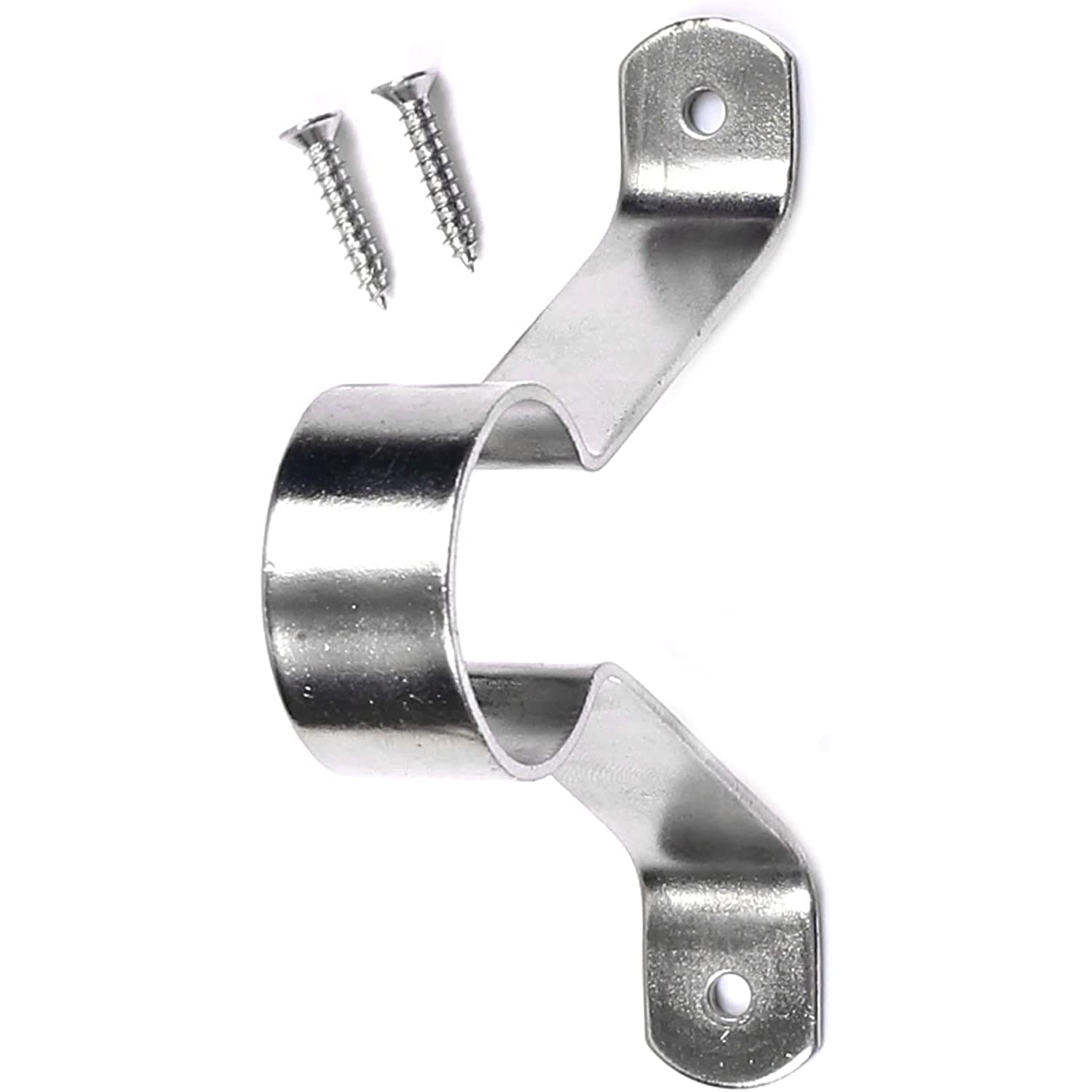 Hanging Rod Wardrobe Rail Bracket Supports Large Chrome Hanging Rods Support Brackets Hanging Rod Centre Fix Brackets for Wardrobe Rods Fits for 25mm Rail Pack of 4.