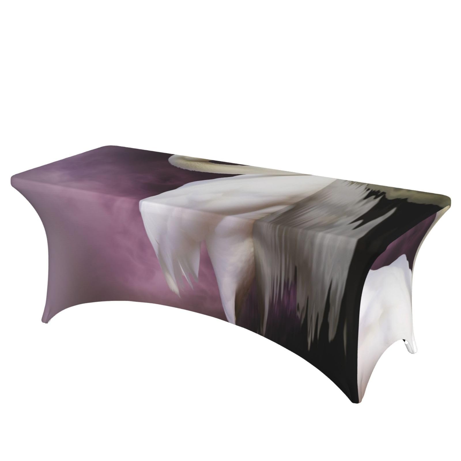Nappe de table extensible rectangulaire blanche motif cygne en élasthanne pour buffet