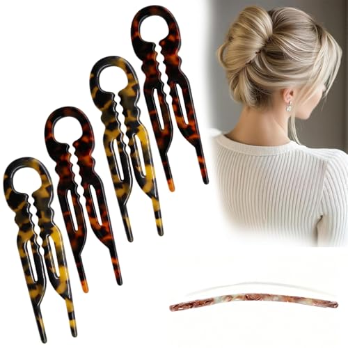 Prestige French Hair Pins - Serrated Anti-Slip Design Curved Angle for Better Head Fit New Elegant Hair Accessories for Women Suitable for All Hair Types4pcs