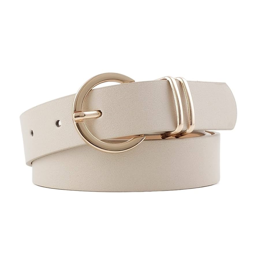 Belt Women's Simple Round Buckle Leather Belt (Size : One