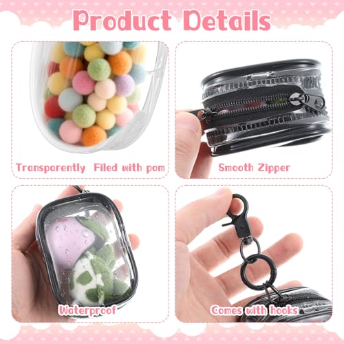 3 Pcs Clear Pouch Keychain, Small Clear Figure Display Bag with Keychain, Portable Mini Makeup Bag for Purse, Small Doll Storage Hanging Figure Storage Case Pouch for Show Blind Boxes Mini Figures3
