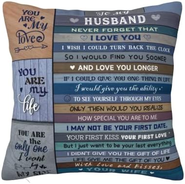 Tsefiwo Gifts for Husband, Birthday Gifts for Husband, Husband Gift from Wife, Husband Birthday Gift, Best Husband Ever Gifts, to My Husband Gifts Christmas Pillow Cover 18x18 Inch