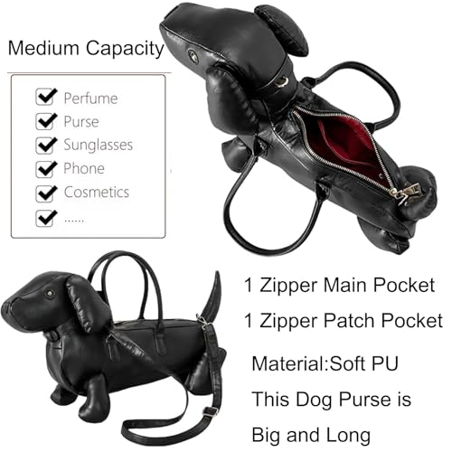 Image of Women PU Leather Unique Novelty Dog Shaped Crossbody Shoulder Bag Handbag Purse