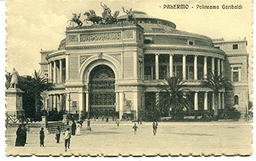 Primi '900 Palermo Politeama Garibaldi cartolina saluti FP B/N ANIM Cartolina Postale