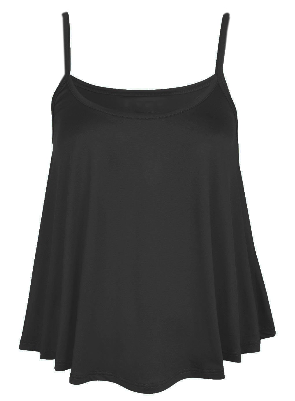 Plain Swing Vest Sleeveless Top Strappy Cami Plus Size Flared