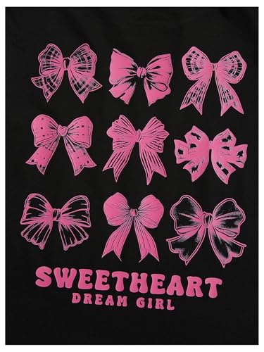 Image of Verdusa Girl's Coquette Bow Top Round Neck Short Sleeve Cute Graphic Tees