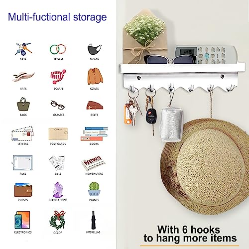 Echehi 6 Hooks Key Holder, Self Adhesive or Drilling 2 Ways Installation Key Holder for Wall, Key Hooks Wall Mounted for Entrance Area (White) - Cosy Home Interiors Echehi 6 Hooks Key Holder, Self Adhesive or Drilling 2 Ways Installation Key Holder for Wall, Key Hooks Wall Mounted for Entrance Area (White) - Image 5