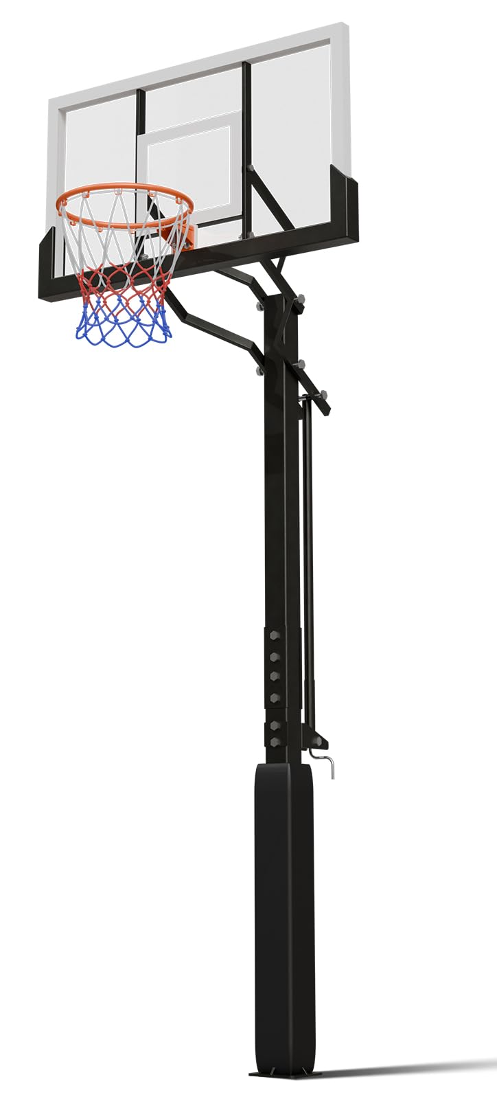 In-Ground Basketball Hoops Outdoor Adjustable Height System,Inground Basketball Hoop W/Pro-Style Breakaway Rim, 54'' Tempered Glass Backboard for Basketball Hoop In Ground Outdoor
