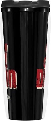 Miniatura 9 de Tazas de café con banda de distorsión de roca social de doble capa, vasos aislados de 12 onzas con tapas, botella de agua para bebidas frías y