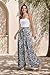 Women's Casual Loose Wide Floral Pants Comfy High Waisted Leaf Print with Pockets