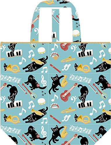 ファスナー付エコバッグ ミュージック 青 40×37