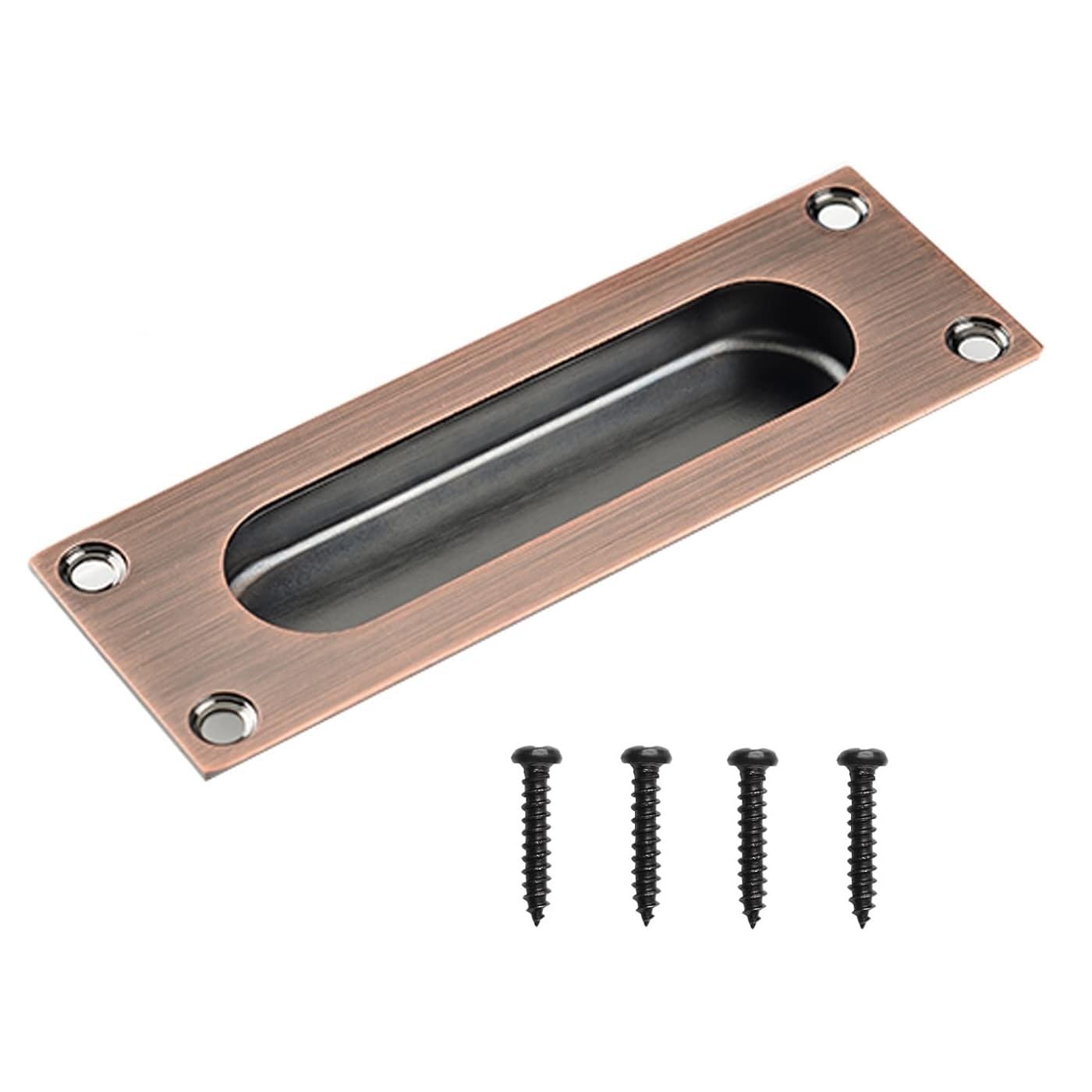 MiJunHD Recessed Flush Door Handles Stainless Steel Cabinet & Furniture Door Pulls Red 120 * 40mm Rectangle Handles/Pulls for Interior & Closet Doors