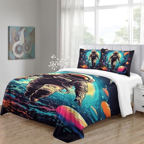 Housse de couette astronaute 3D lit simple ado microfibre