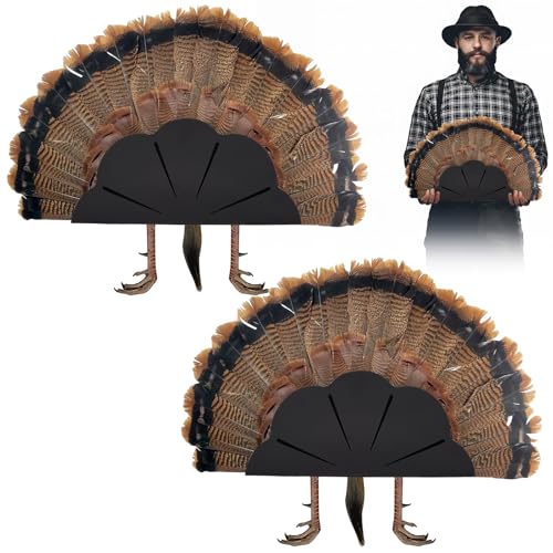Pelopy 2 Pack Turkey Fan Mount Kit, Metal Turkey Fan Mount Plaque for Hanging Tail, Feathers, Beard and Legs, Hunting Gear Accessories, Ideal Gifts for Hunter
