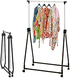 Taylor & Brown® Chrome Adjustable Height Collapsible Foldable Portable Garment Clothes Dress Coats Jackets Hanging Rail Rack Storage Display Stand on Castor Wheels