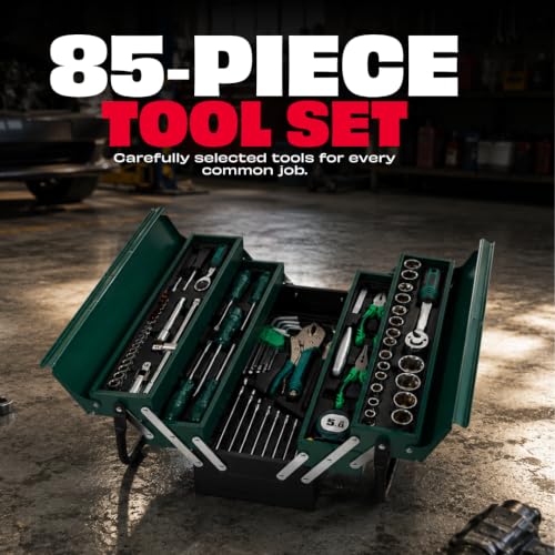 Image of JPT 85-Piece Mechanics Tool Set, Garage Repair Kit with Tool Box