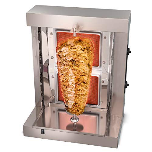 Bioexcel Tacos Al Pastor Doner Kebab Shawarma Gas Burner Grill - Vertical Broiler - Automatic 2 Burners Machine with 10 Side Kebab Skewers Burners Propane Gas - Thumbnail 4