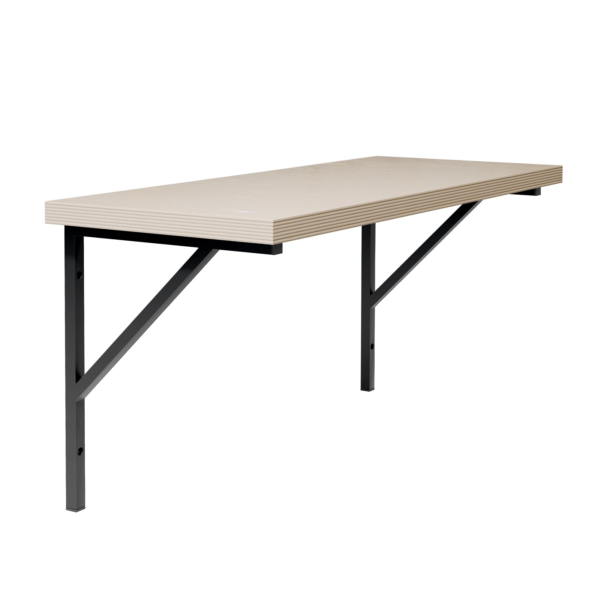 Hängende Werkbank 120x49 cm - Werktisch auf Zwei Metallstützen mit Arbeitsplatte aus Sperrholz 40 mm - Perfekt für Werkstatt und Garage, Weiß Rahmen