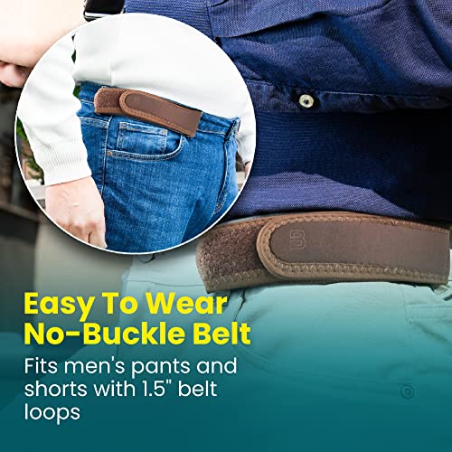 Image of BeltBro Pro for Men and Women Elastic No Buckle Invisible Belt Patented Metal Free TSA Soft Adjustable Side Tactical Belt