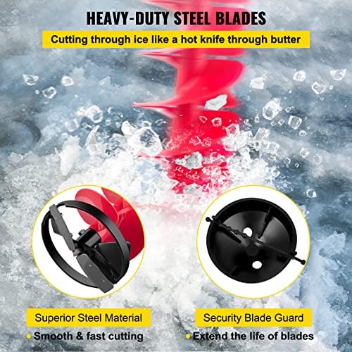 Miniatura 5 de VEVOR Taladro de hielo, broca de taladro de pesca en hielo de 8 pulgadas de diámetro, barrena de nailon sin núcleo de 39 pulgadas de longitud para