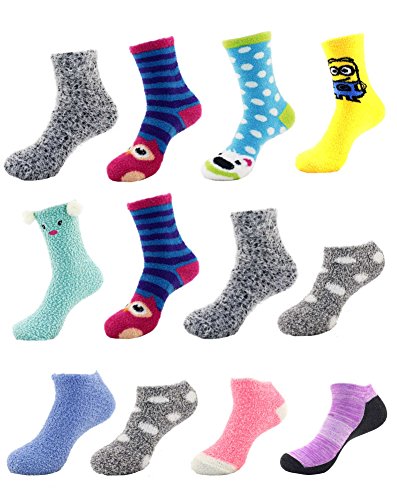 Image of BambooMN Women's Super Soft Warm Cozy Fuzzy Socks Assortments