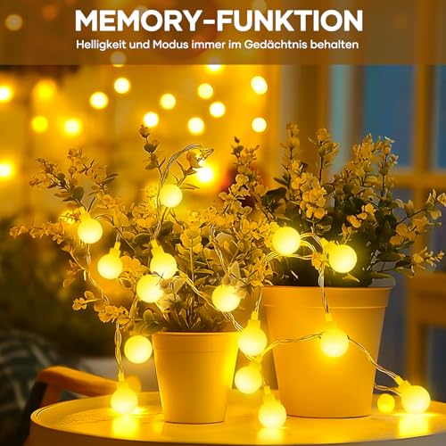 LED Lichterkette Strombetrieben,27M Lichterkette Kugel warmweiß mit Stecker für Außen und Innen,IP65 Wasserdicht Lichterketten mit Dimmbar Fernbedienung,Ideal für Zimmer,Weihnachten,Party,Garten