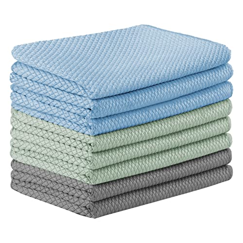 Puomue 8 Pack Microfiber Glass Cleaning Cloth, 12 Inch X 16 Inch, Lint Free Glass Towels For Cleaning Windows, Glasses, Mirrors, And Stainless Steel, Multicolor #TOP18