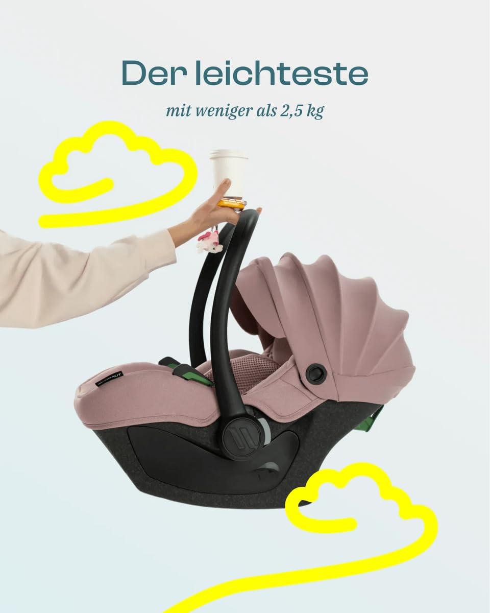 Avionaut Pixel 3 Babyschale – Leichtester Kindersitz der Welt (2,5 kg) – i-Size (40–86 cm, 0–13 kg) – Neugeborene Autositz – Isofix-kompatibel (Pink)