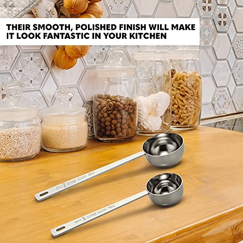 Orblue, cucchiai dosatori per caffè con manico lungo in acciaio inox, confezione da 2 - immagine 6