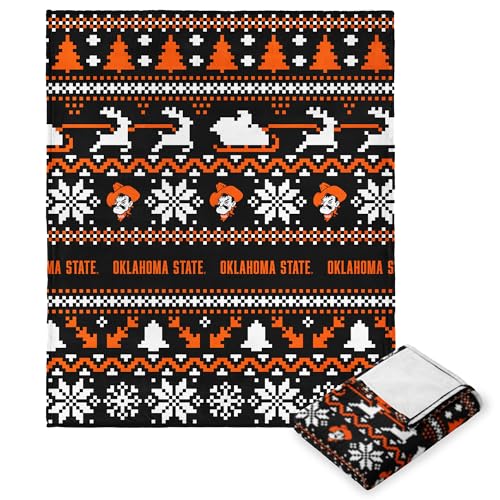 NORTHWEST NCAA Oklahoma State Cowboys, Xmas Time, Silk Touch Throw Blanket, 50 x 60 Inches