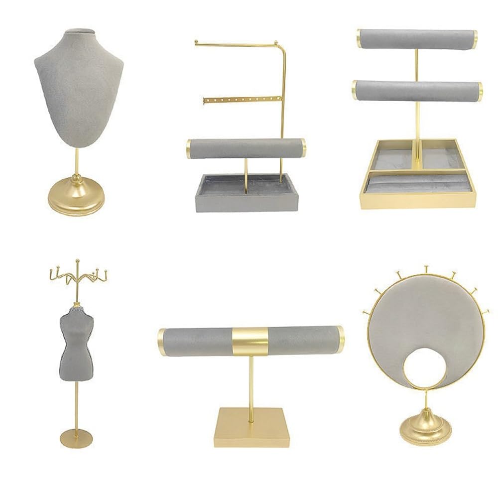 FAJNUZI2024 Jewellery Display Stand Velvet Jewelry Organizer Set Large Capacity Holder for Counter & Photography Props