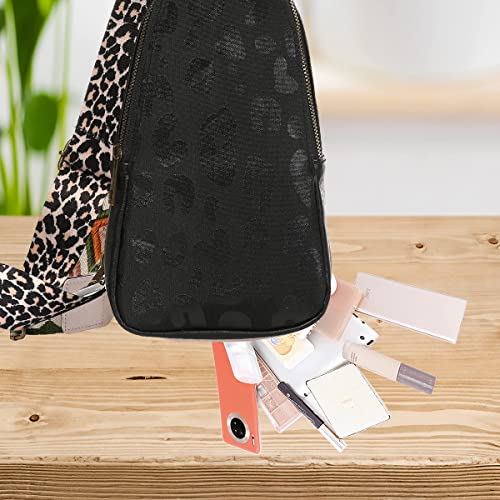 Mzjeaziany Women Chest Bag Sling Bag Small Crossbody Pu Leather Satchel Daypack Shoulder Backpack For Traveling Hiking…（Black-Mati-S） #TOP4