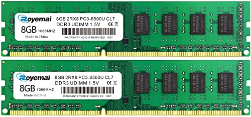 Image of 16GB Kit (2x8GB) PC3-8500U DDR3 1066MHz UDIMM RAM 2Rx8 240-pin 1.5V Dimm Memory Upgrade for Desktop