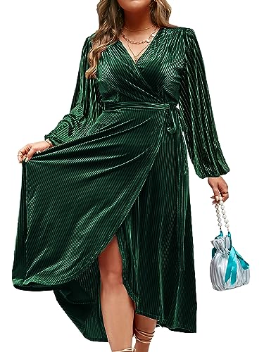 Image of BerryGo Women's Velvet V Neck Wrap Semi Formal Dress Cocktail Party Maxi Dress for Wedding Guest