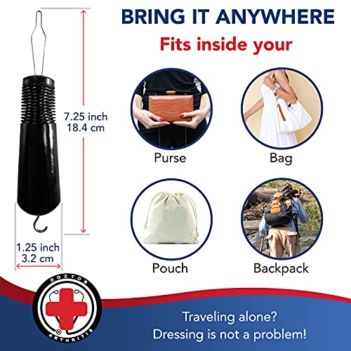 Button Hook & Zipper Pull, Assist, Helper Device, Dress Clothes Tool, Button Shirts Aid, One Hand, Disability, Handicapped And Seniors By Dr. Arthritis (Single) #TOP5