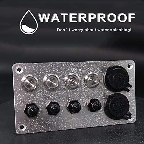 Iztoss 6 Gang Aluminum Push Button Switch Panel With 5V/4.8 Dual Usb Socket Outlet Circuit Breaker For Marine Rv Boat Caravan Yacht #TOP5