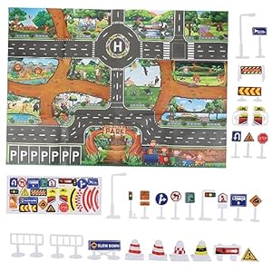 Vaguelly Verkehrs Parkspielmatte mit Verkehrszeichen