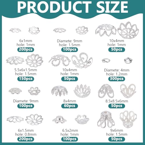 Capuchons de perles fleur en métal filigrane pour des bijoux raffinés