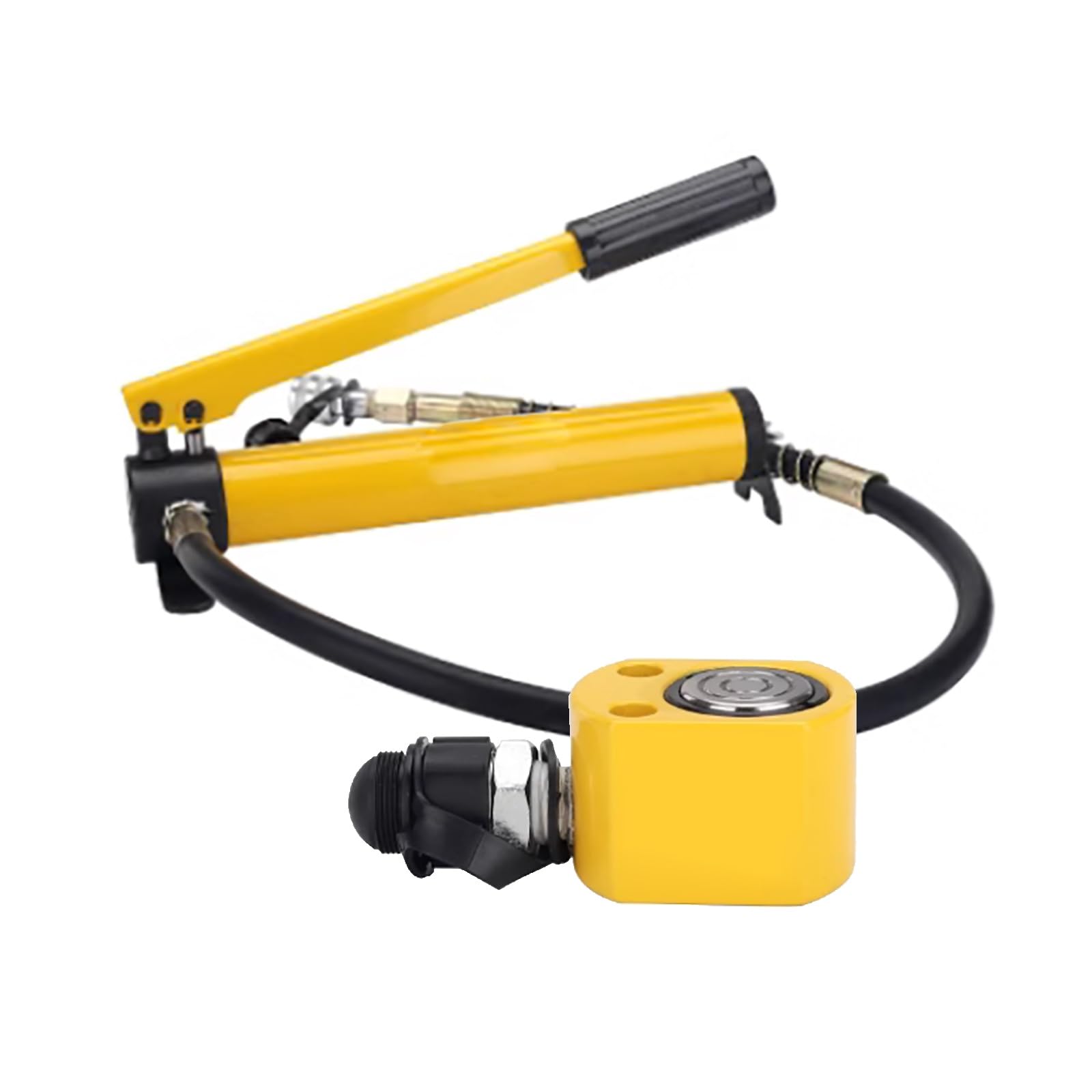 Kit cric idraulico a basso profilo con capacità di sollevamento 50T e pompa manuale, ideale per lavori in spazi ristretti, corsa 18 mm