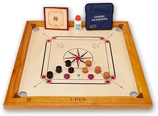 Junior Carrom Board Set – 27 x 27 inch playing board Including Carrom Men, Striker & Powder – Entry Level set – Made in India – suitable for beginners & families
