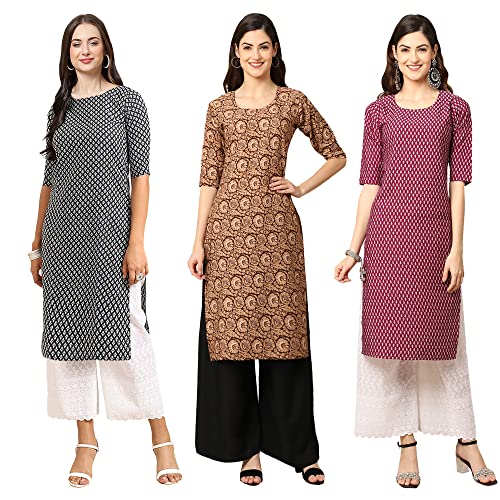 Image of Pinkmint Women's Crepe Floral Regular Kurta