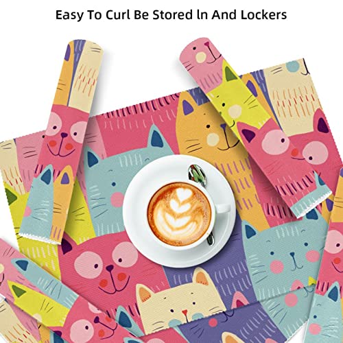 Sets de table chat doodle lavables et isolants pour table propre - 4